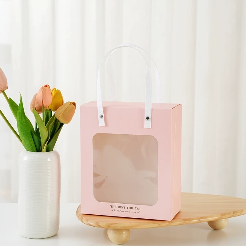 Window Paper Gift Bags With Handles For Retail And Boutique Packaging