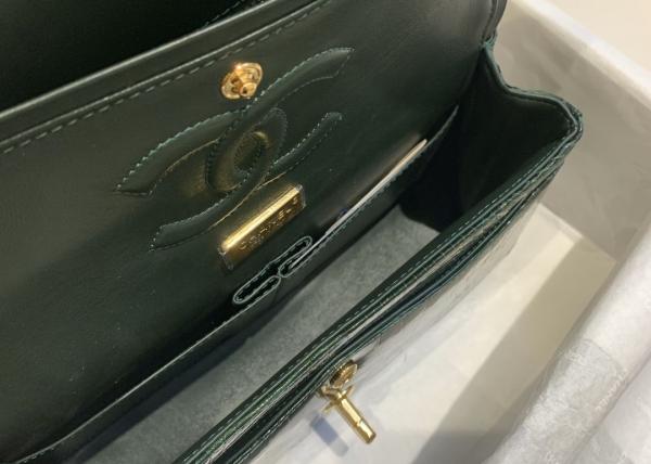Classic Style Green Croc Crossbody Bag , 25.5cm Crocodile Skin Shoulder Bag