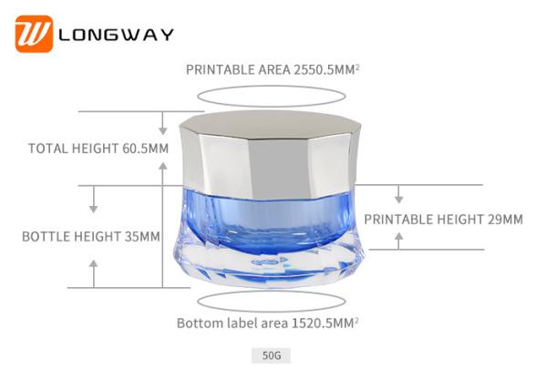 Luxury Plastic Cream Jars , Durable 50ml Cosmetic Containers Skirt Type