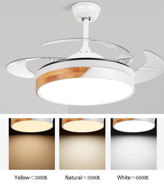 42inch 220v Retractable Crystal Ceiling Fan Hidden Blade Ceiling Fan With Light
