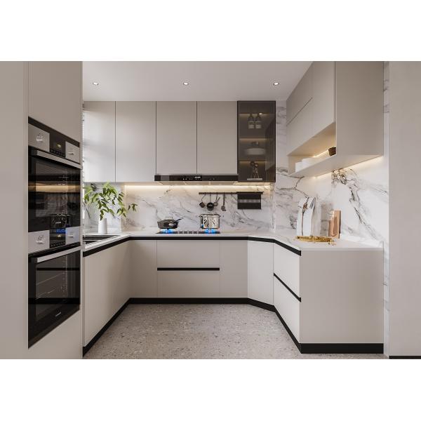 Tall Kitchen Pantry Storage Cabinet With Power Outlets LED Hutch Buffet Cabinet