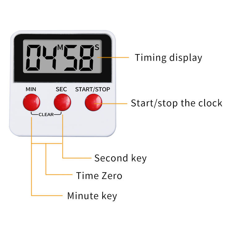 DTH-68W Digital Count Up And Down Magnetic Timer Clock With Alarm Fast Setting For Cooking Digital Countdown Kitchen Timer