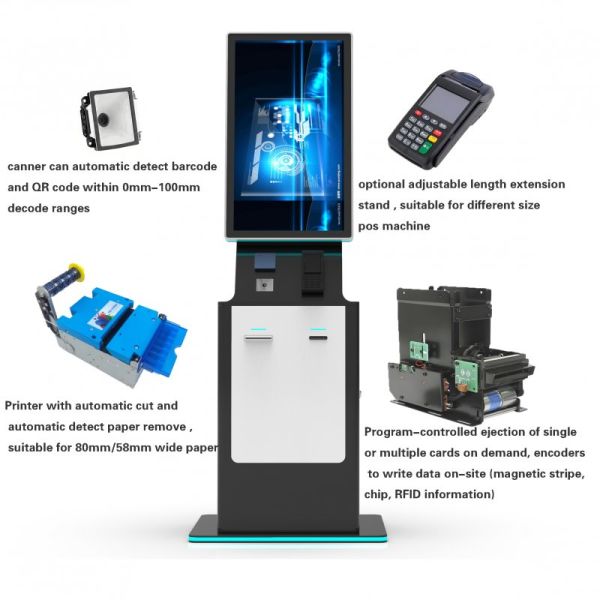 Hotel Self Check-In Kiosk with QR Code Payment and Touch Screen for Floor Standing Self Service
