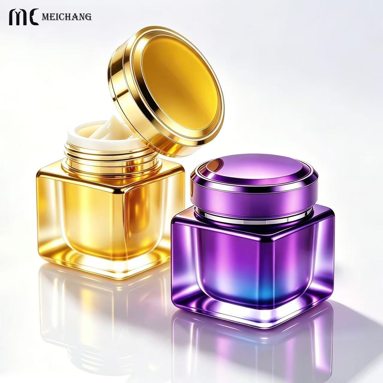 50g Double-Wall Crystal-Effect Square Cream Jar for Premium Skincare Packaging(MC-Y-570)