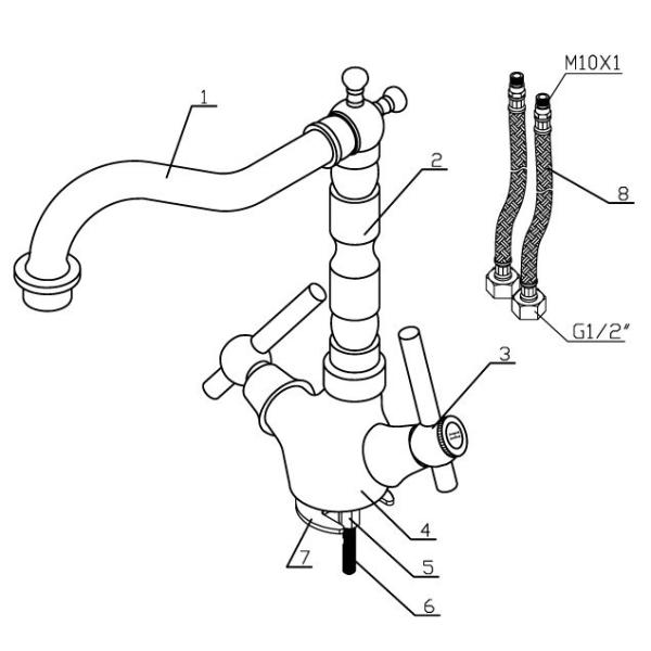 Bronze Classic Kitchen Sink Water Faucet , Antique Two Handle Industrial Sink Taps