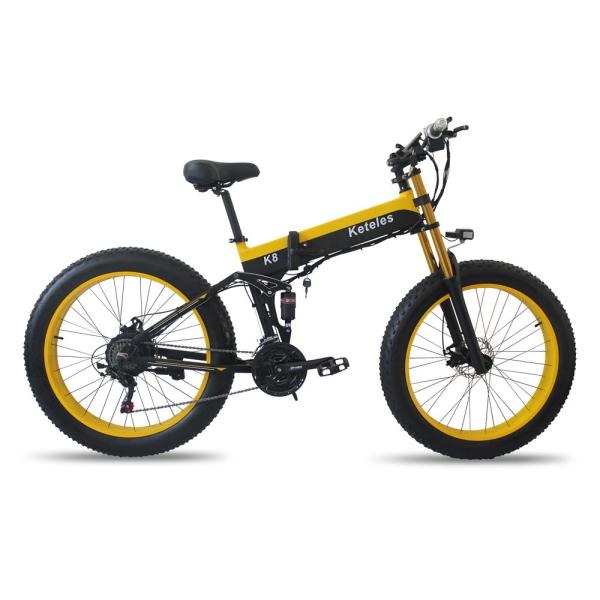 EU Quality 26x4.0 inch Fat Tire Folding E-Bike 1000W Motor 13AH Lithium Battery 21-Speed Electric Bike Dual Crown Downhill Fork