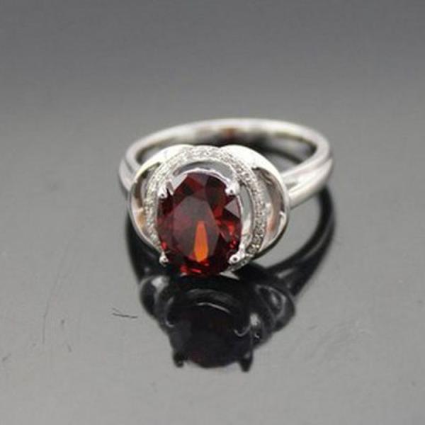 925 Sterling Silver Oval Cubic Zircon Amethyst Gemstone Ring(F95)