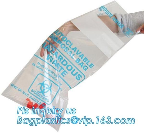 Safe Disposal, biohazard labeling, Autoclavable Bag, Polypropylene, Disposable, clear transparent Disposal sack