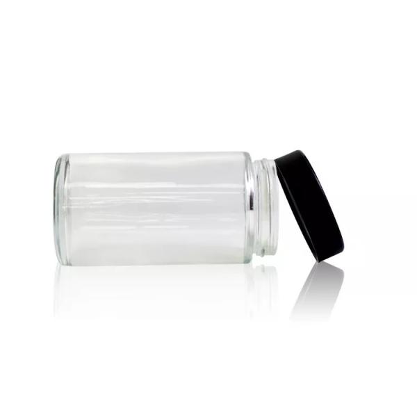 10 Oz Child Resistant Glass Jar Matte Black Jar With Black Plastic Screw Lid