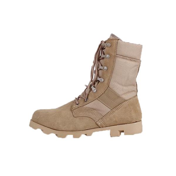 Bottes militaires de combat de dessert kaki en cuir fendu de l'armée vêtements tactiques
