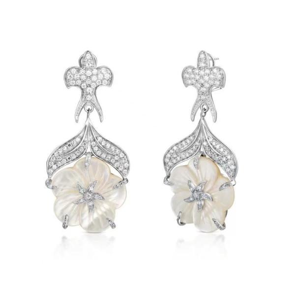 MicroPave 925 brincos de prata da CZ floresce os brincos de prata da aro para mulheres