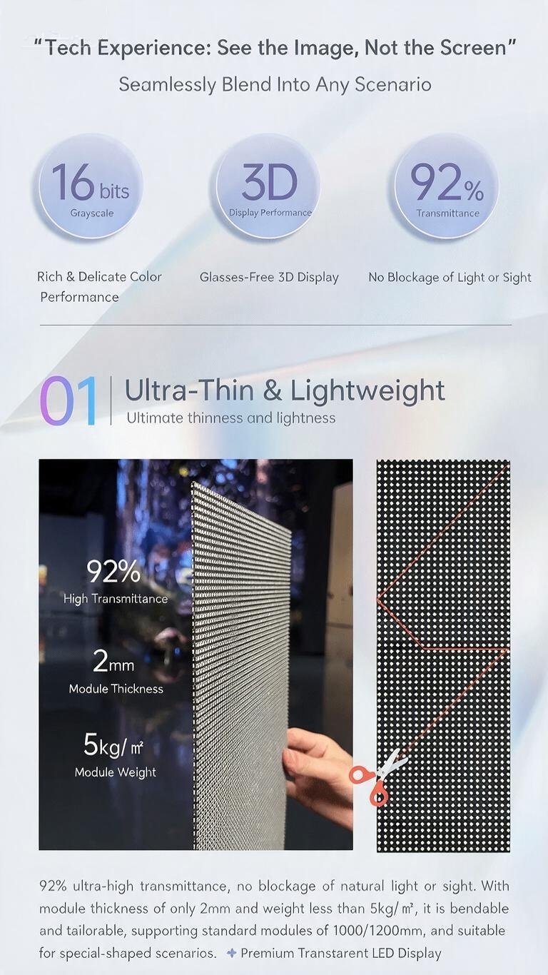 2mm 4mm Holographic Transparent Screen Achieving Naked Eye 3D Levitation Images