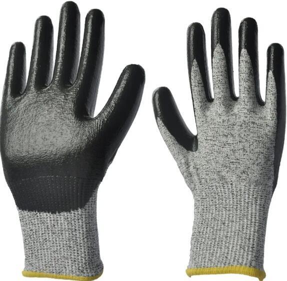OEM Grey Cut Resistance Gloves 13 Gauge Puncture Resistant Gloves Palm Coated