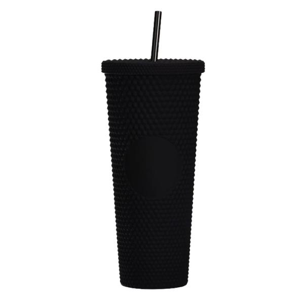 710ml Large Capacity Double-layer Plastic Straw Cup Factory Direct Supply Creative Portable Durian Prickly Diamond Style