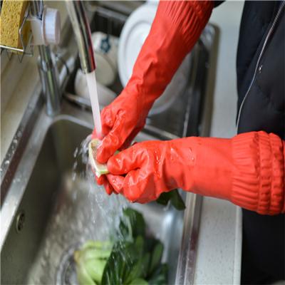 Household Extra Long Sleeve Rubber Gloves High Latex Content For Daily cleaning