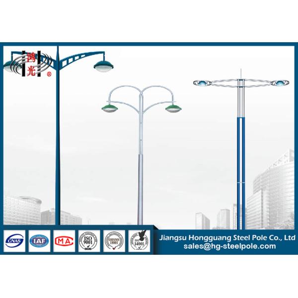 Double Arms Q235 10 Meters Street Light Poles  Steel Conical With Solar Pannel