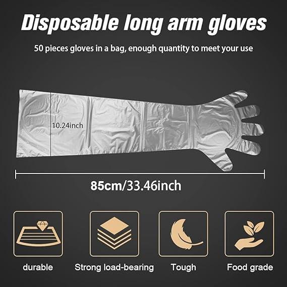 Disposable Field Dressing Gloves Veterinary Insemination Rectal Long Gloves, Extra Long Sleeve Full Arm Gloves