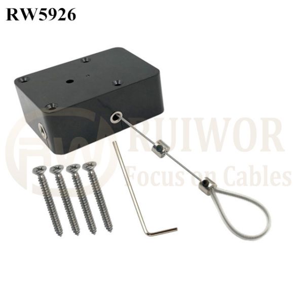 RW5926 Cuboid Heavy Duty Retractable Tether Function Optional Plus Adjustable Wire Loop Coated Silicone Hose