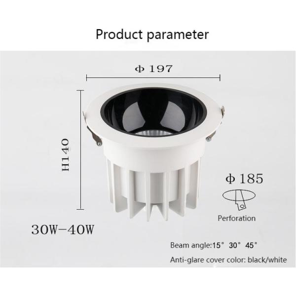 Restaurants 30W 40W Dimming LED Downlight 30deg 4000K Anti Glare