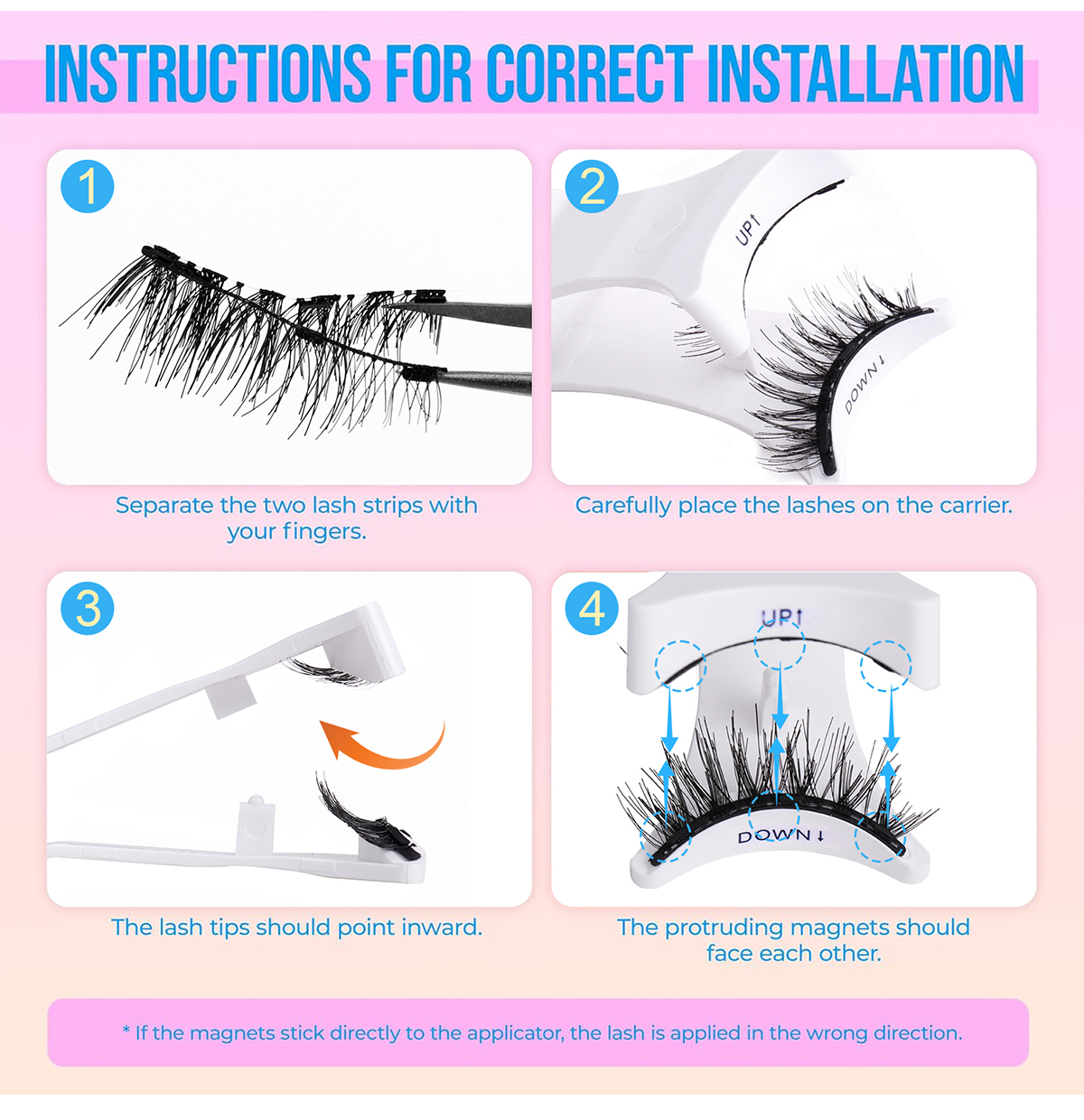 OEM ODM Handmade Reusable CC Magnetic Reusable Lashes With Applicator Soft Full Strip Lash