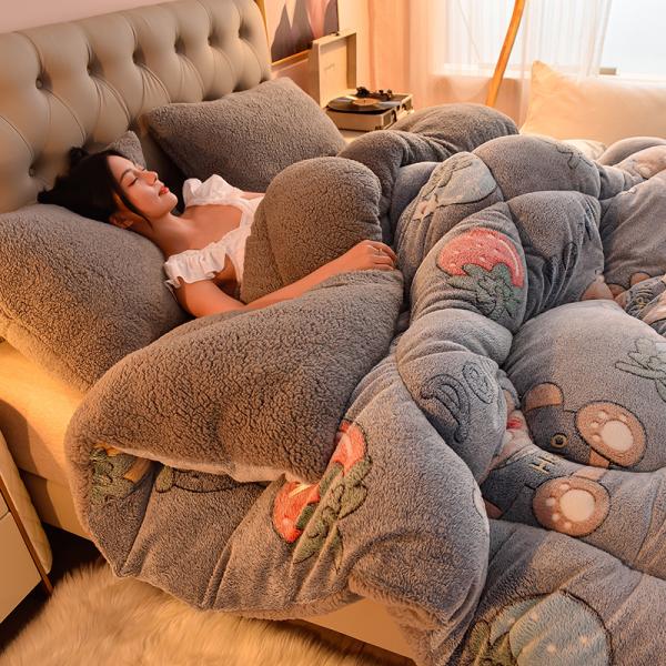 Набор постельного белья по индивидуальному заказу с утолщенным теплым одеялом из баранины и индивидуальным логотипом