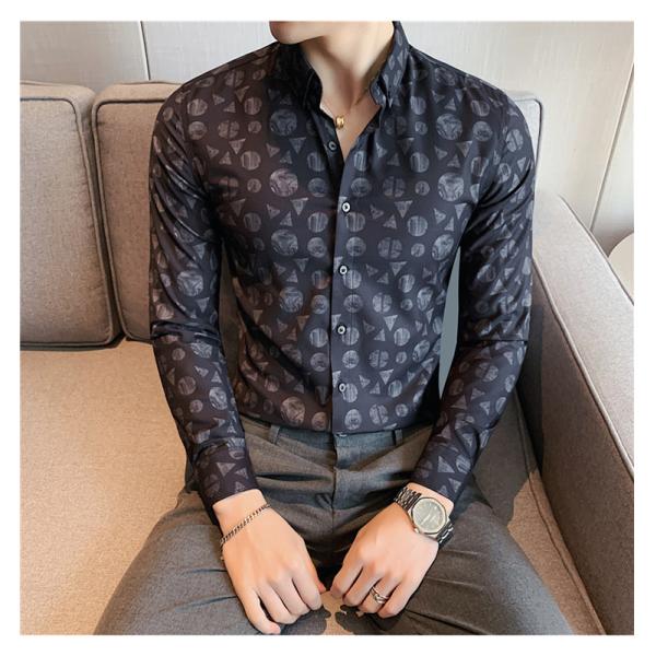 Дыхательная черная длинная рукава обычная фит 100% хлопчатобумажная стройная мужская цветовая рубашка