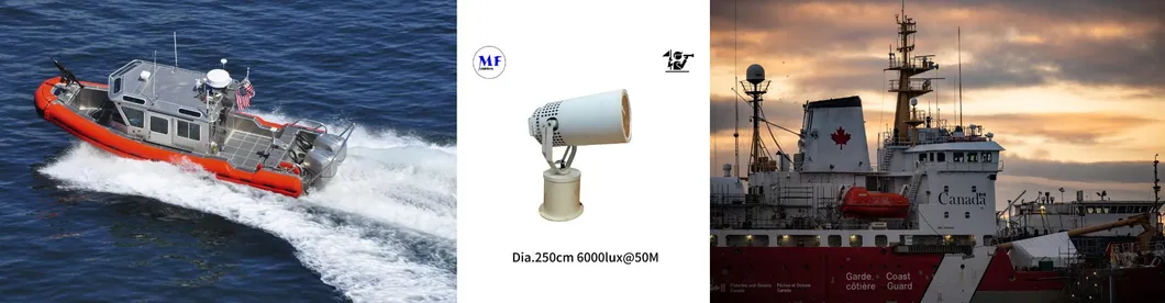 LED Spot Search Light 200W 300W IP66 Anti-corrosion en acier imperméable à l'eau 1000m 3000m Navires de mer Navires de mer Navires de recherche et de sauvetage à distance