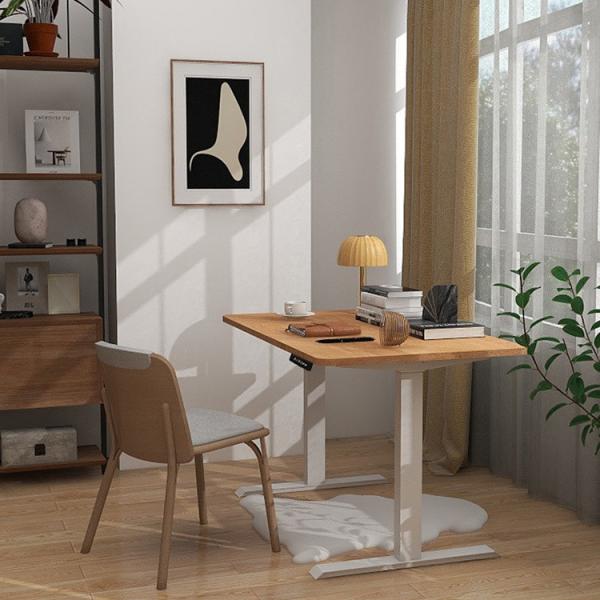 Electric Sit Stand Up Desk Adjustable Metal Frame Brown 710 mm Height Office Furniture