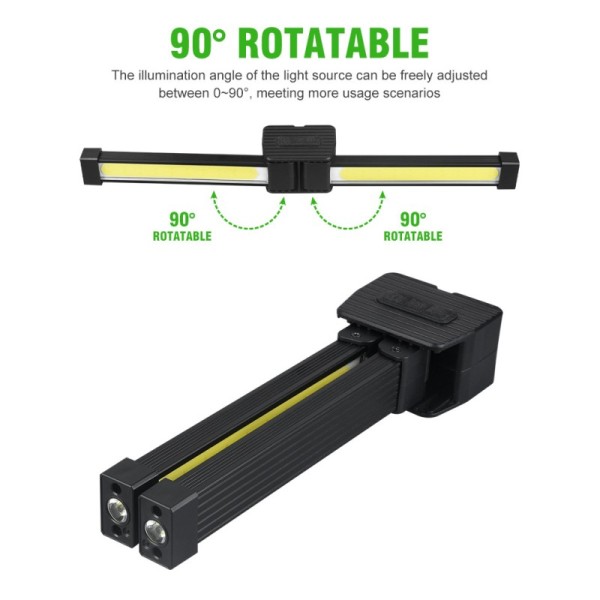 USB Rechargeable Magnetic 7th Gear Dimming Gym Lamp for Posing Handheld COB Work Light With 180 Degree Folding