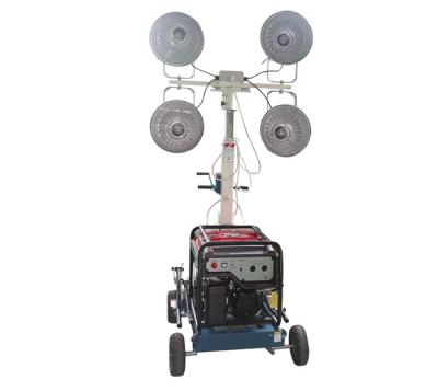 Hand Push Mobile Light Tower 5m Mast LED Lamp Beacon Without Genset