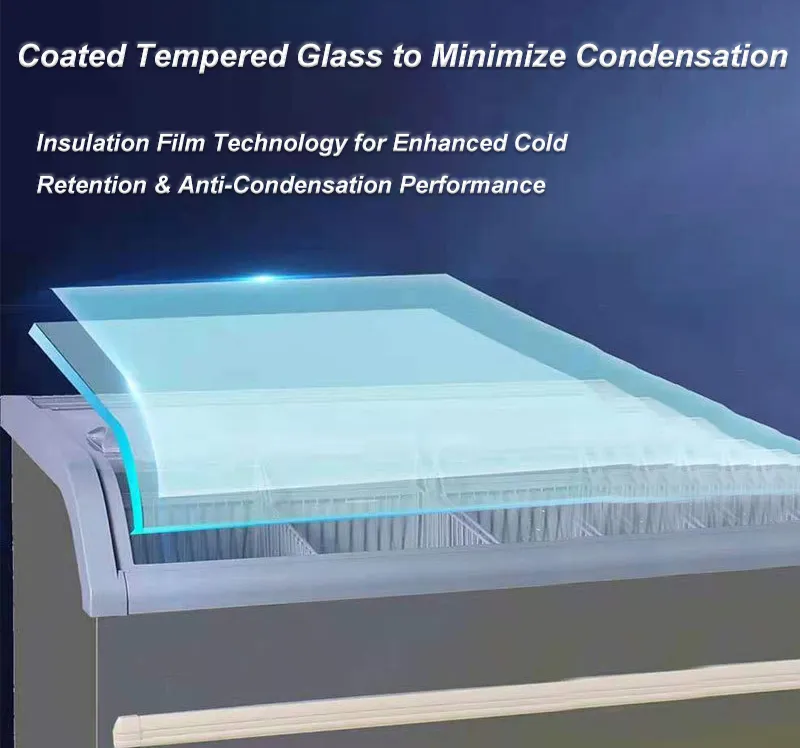 Visual Window Sliding Glass Top Freezer Thermostat Auto Defrost Island Freezer 600L