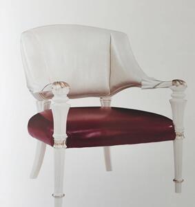Home Classic French Furniture Leisure Chair Leather Seating Solid Wood Frame