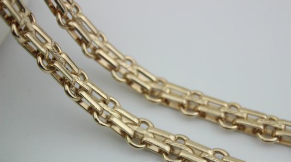 Fashionable classical high quality light gold 12 mm width three rows metal chain for handbags