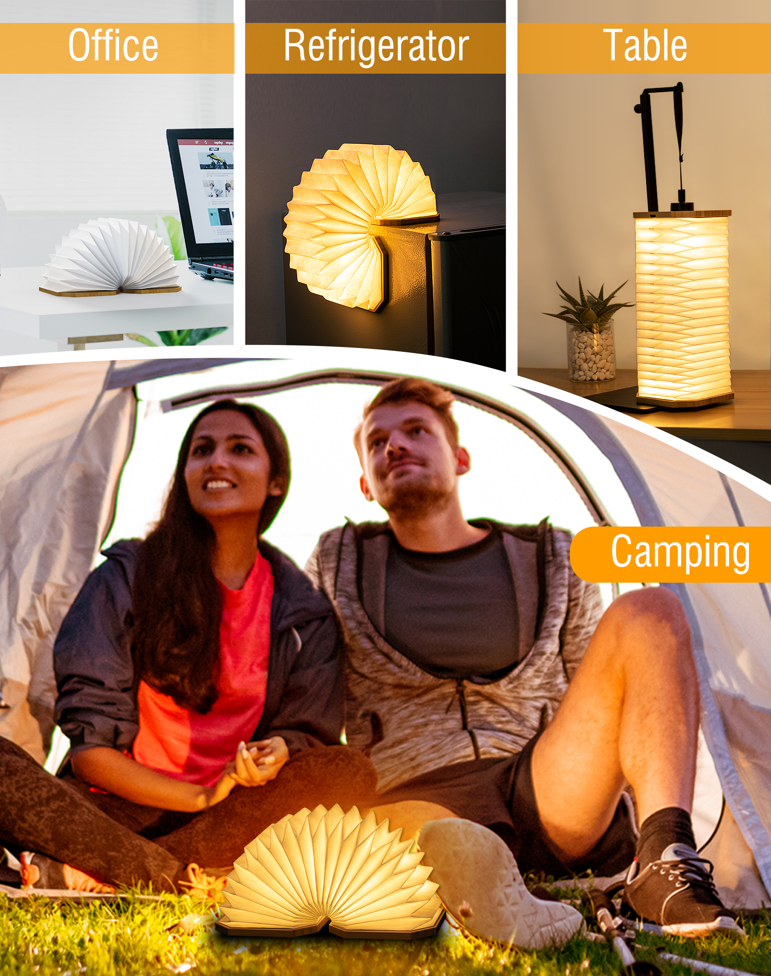 Recyclable Tyvek Paper Accordion Light Table Lamp Waterproof Anti Tear