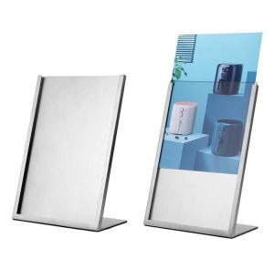 Acrylic Cover Metal Retail Display 0.6KG L Shape Sign Holder Poster Board Stand