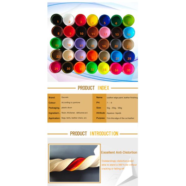 Factory Wholesale Water Based High-quality Polyurethane Leather Edge Paint for Bags Shoes Belts
