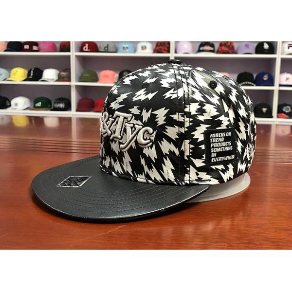 Унисекс изготовленная на заказ вышивка 6 белизны 3Д обшивает панелями спорта шляп брим Пу крышку улицы кожаного плоского городскую