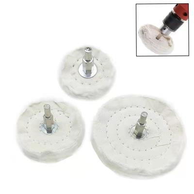 100mm Polishing Buffing Cloth Wheel White Flannelette 6mm Shank