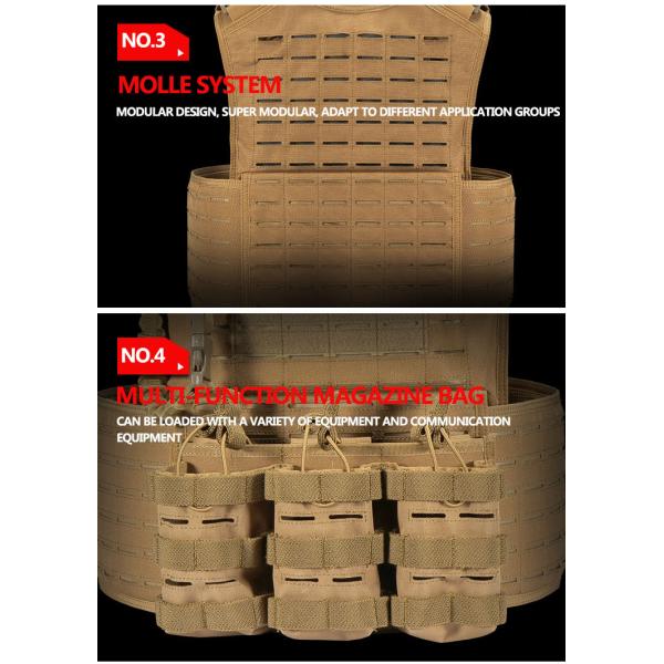 Laser Cutting Army Military Tactical Vest , Swat Combat Training Ballistic Bullet Proof Vest