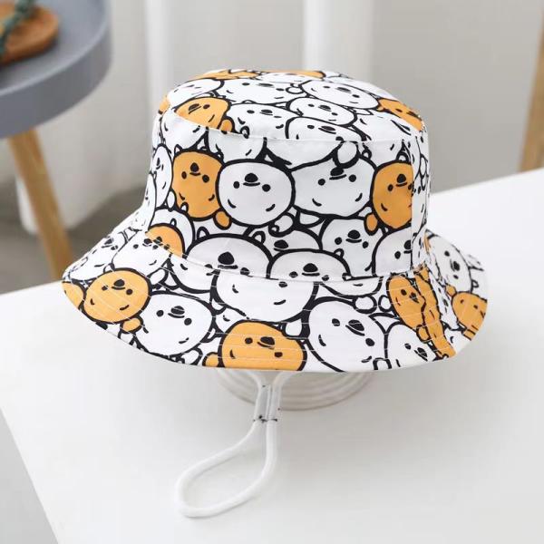 2022 Summer Plain Dyed Panama Children Cotton Cartoon Bucket Hat for Boys and Girls