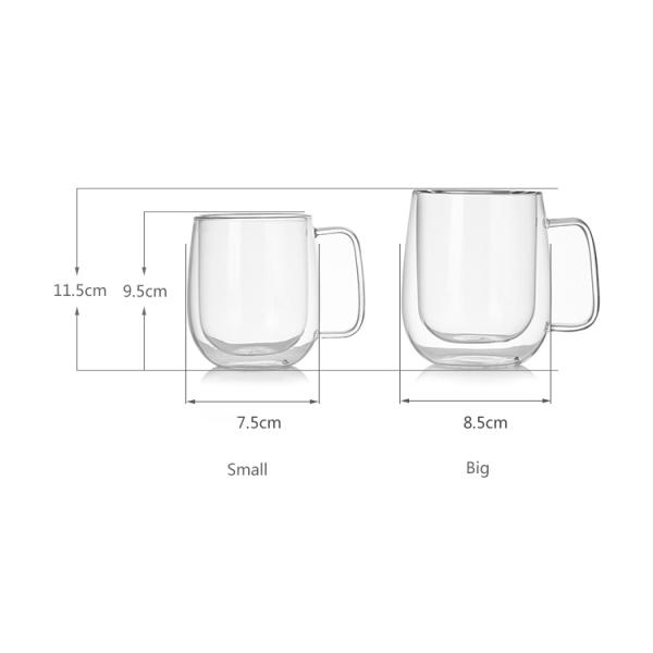 Легкой чашки эспрессо владением изолированные ручкой, чашка молока боросиликатного стекла