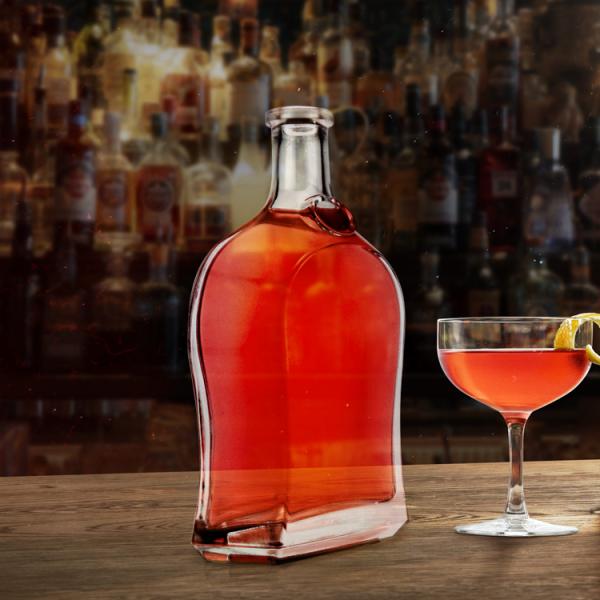 Acid Etch Surface Handling Glass Body Material 750ml Empty Spirit Whisky Wine Bottle
