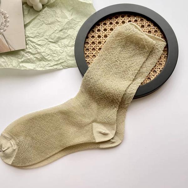 Moda para mujeres calcetines de hilo metálico de oro brillante plata calcetines de moda brillante