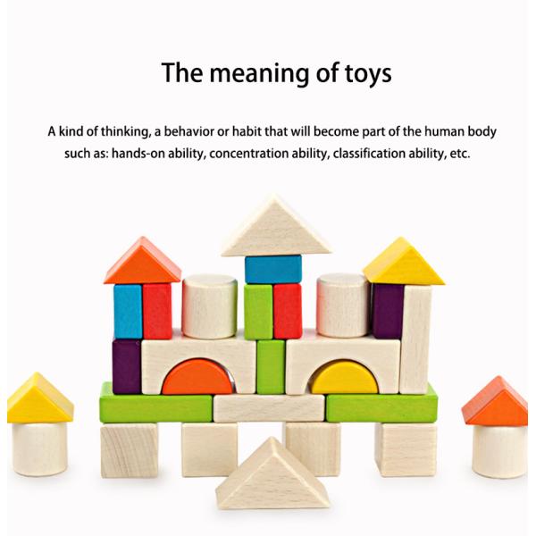 Big 15cm Castle Wooden Building Blocks Toy Stacking 30 Pieces