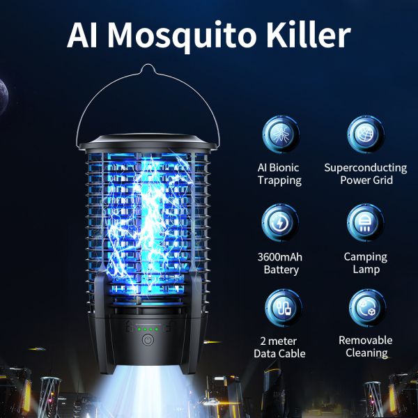 High-Capacity Rechargeable Mosquito Lamp Multi-Functional Electric Mosquito Racket for Home, Camping, and Outdoor Use