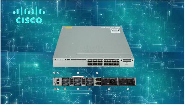Stack Bandwidth 480Gbps SFP Fiber Switch , 10G Catalyst 3850 24 Port Switch