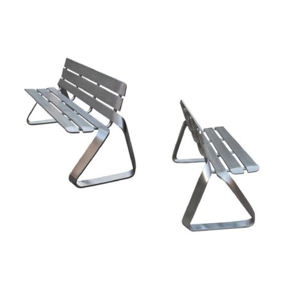 Garden Mirror Stainless Steel Metal Bench Outdoor Leisure Park Seat With Back Rest