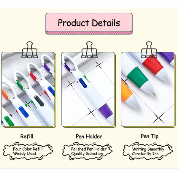 Four Color Ink Ball Pen Mountaineering Buckle Shape Plastic Ballpoint Pen