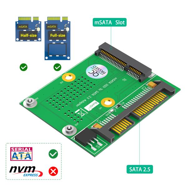 MSATA To SATA III 2.5-inch Adapter With 6Gbps Transmission Suitable For MSATA Full Height And Half Height SSD Expansion Cards