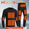 Warming Heated Thermal Underwear Set Black Seamless Long Underwear